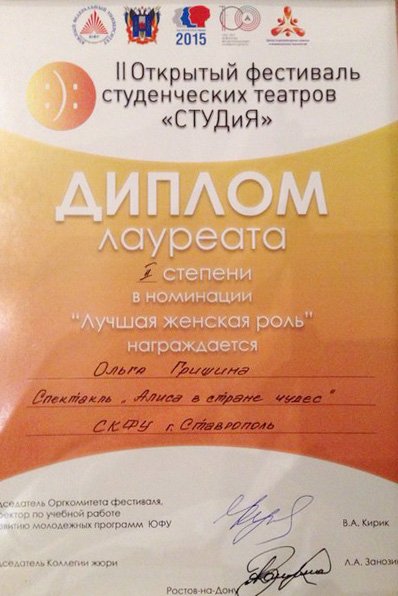 Град наград театральной студии «Мы»